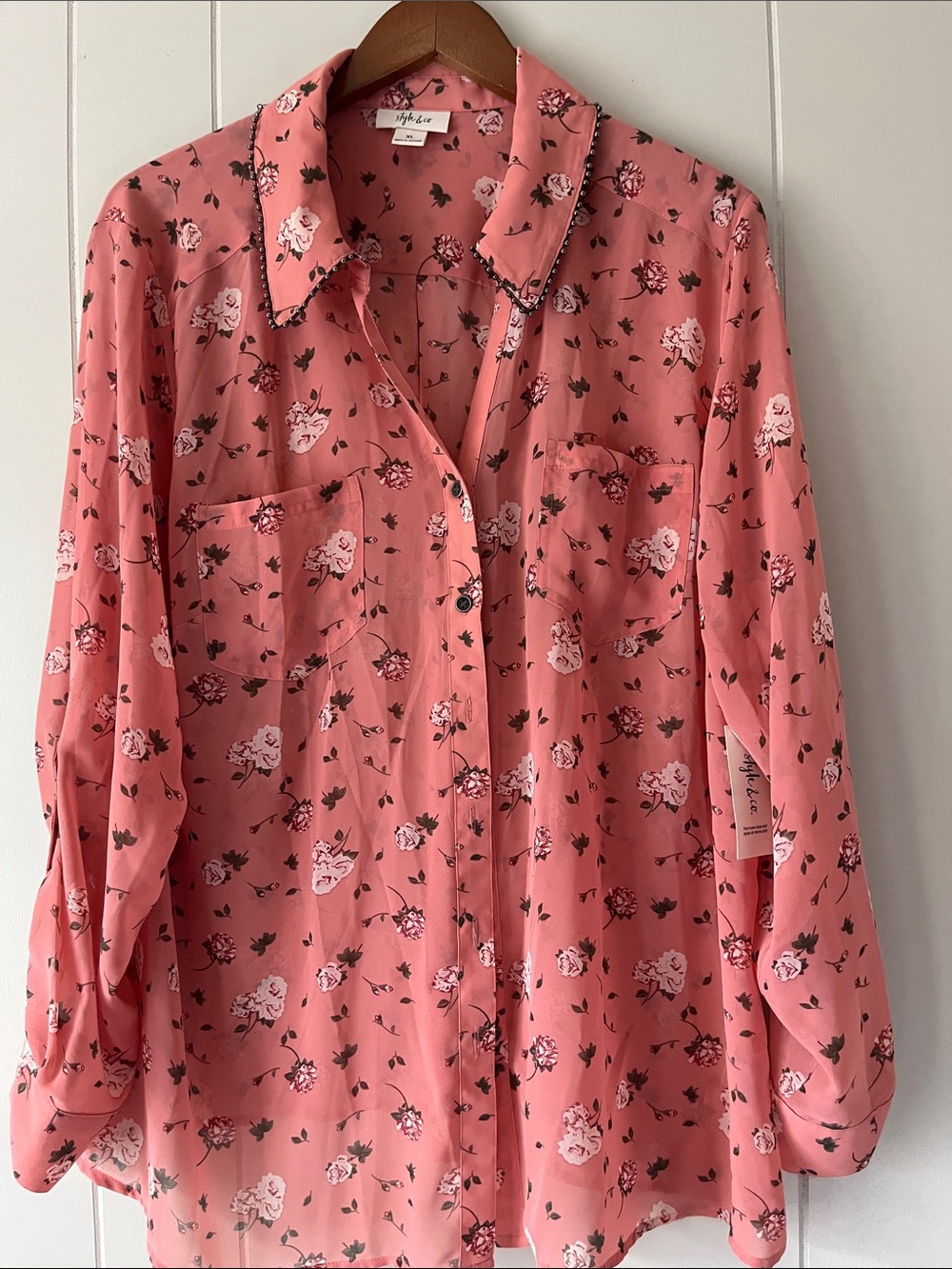 Apt. 9 Pink Coral Floral Button-Down Shirt